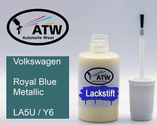 Volkswagen, Royal Blue Metallic, LA5U / Y6: 20ml Lackstift, von ATW Autoteile West.